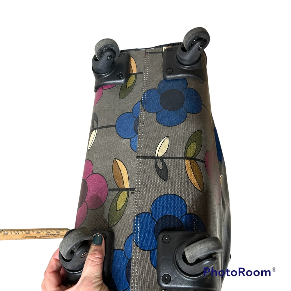 Brighten dark grey purple blue floral weekender spinner carry on luggage - Picture 7 of 12